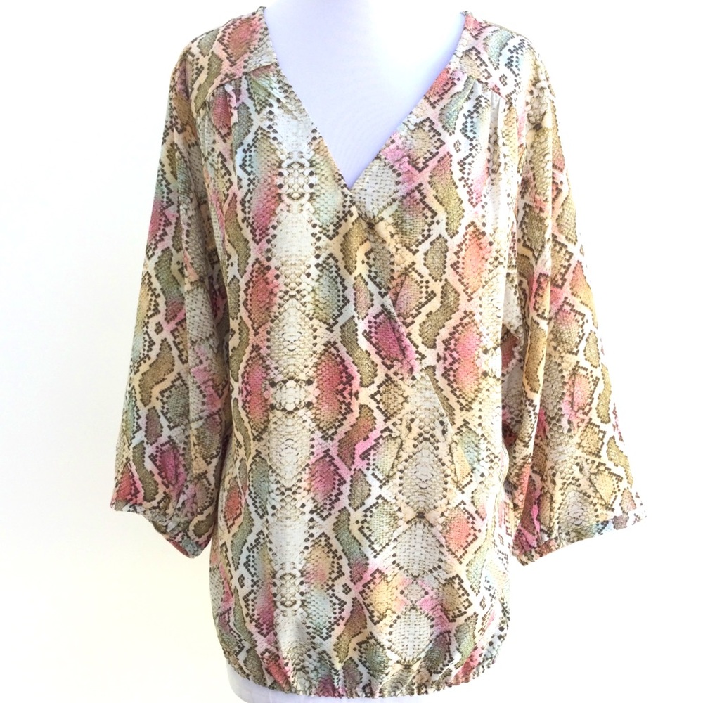 Avenue High Low Snake Print Top